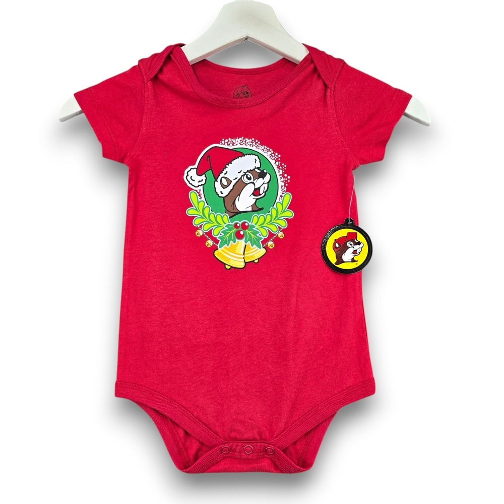 Buc-ees Baby Bodysuit 18M Red Cotton Christmas Jingle Holiday Graphic One-Piece
